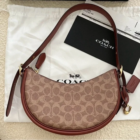 Coach Red and Tan Shoulder Bag - Picture 9 of 12